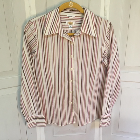 Vintage Talbots Striped Wrinkle Resistant Button Down Cotton Shirt - Picture 1 of 14